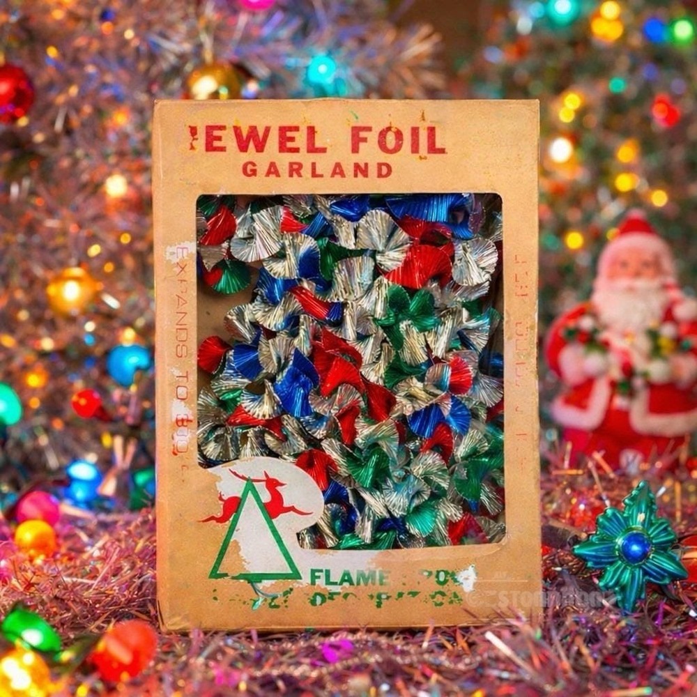 Jewel Foil Garland Multicolor Christmas Tree‎ Decor Red Blue Green Silver In Box
